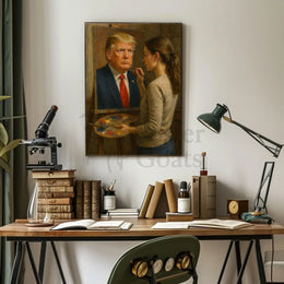 Woman Painting Portrait Realistic Artistic Pop Culture Poster Parody Donald Trump PosterGoat