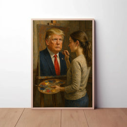 Woman Painting Portrait Realistic Artistic Pop Culture Poster Parody Donald Trump PosterGoat