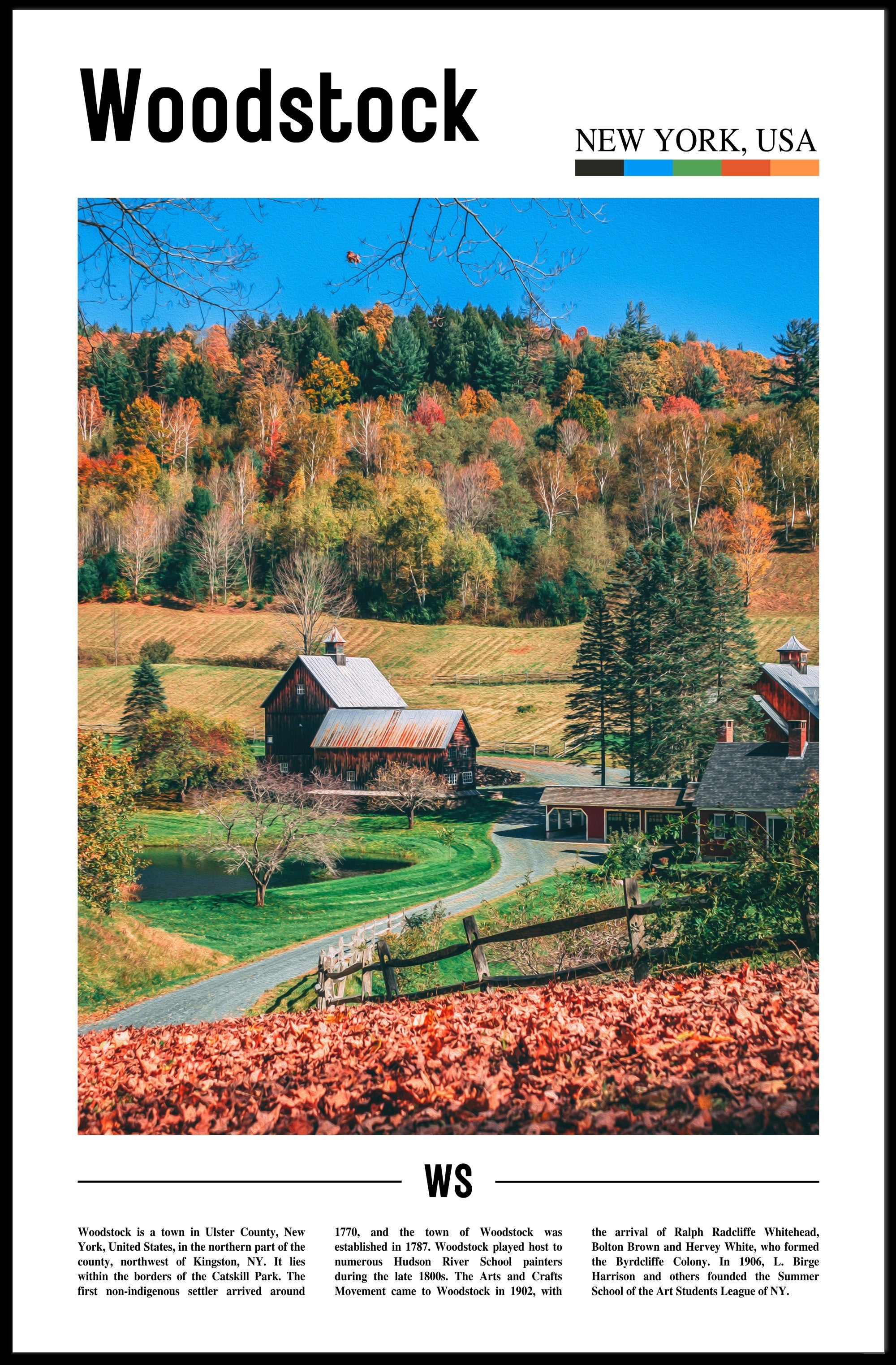 Woodstock Autumn Scenery: Travel Poster PosterGoat