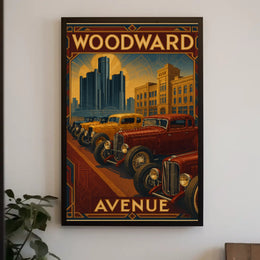 Woodward Avenue Classic Cars Historical Heritage Poster PosterGoat