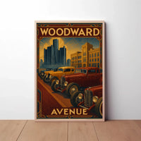 Woodward Avenue Classic Cars Historical Heritage Poster PosterGoat