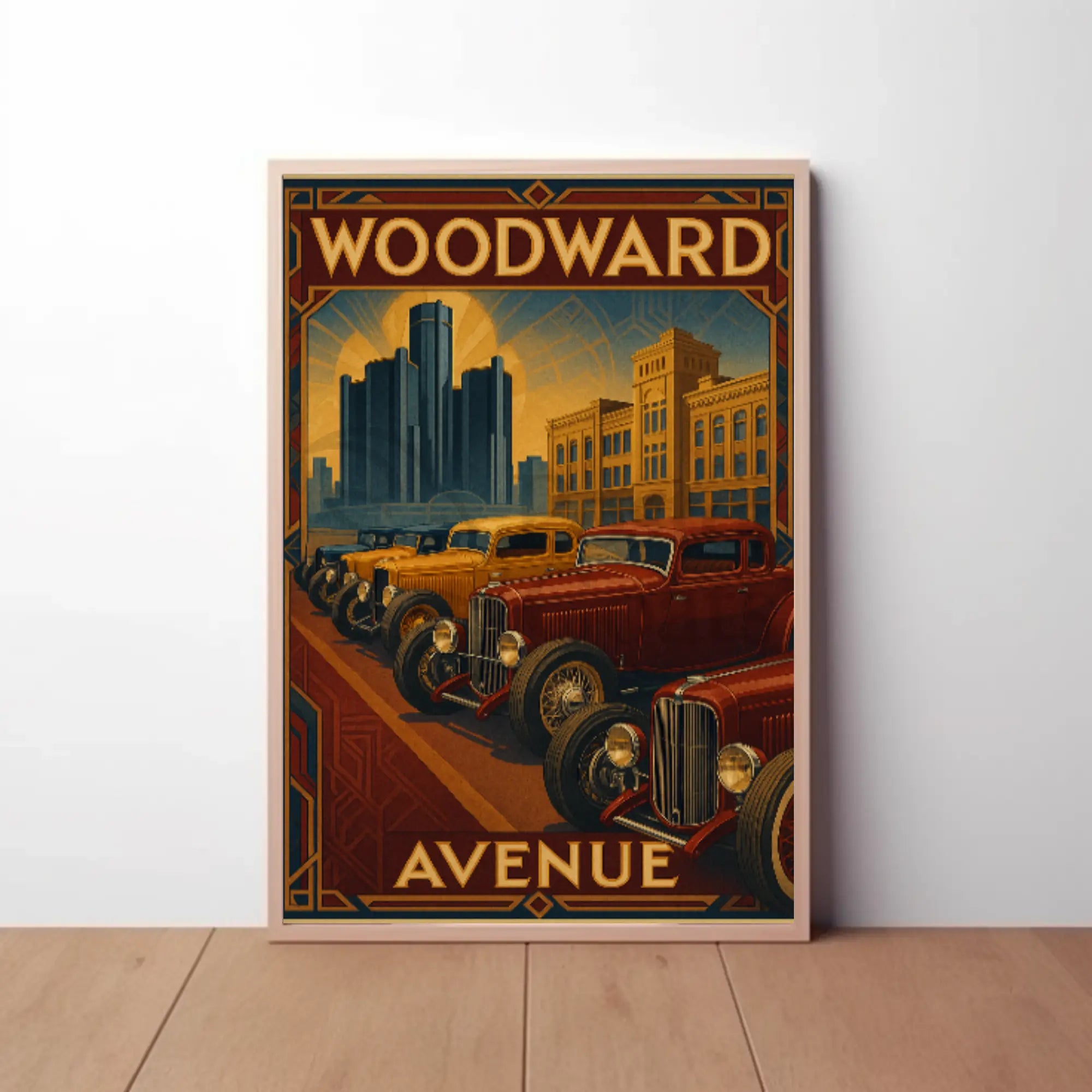 Woodward Avenue Classic Cars Historical Heritage Poster PosterGoat
