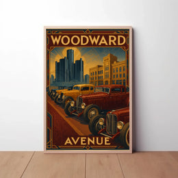 Woodward Avenue Classic Cars Historical Heritage Poster PosterGoat