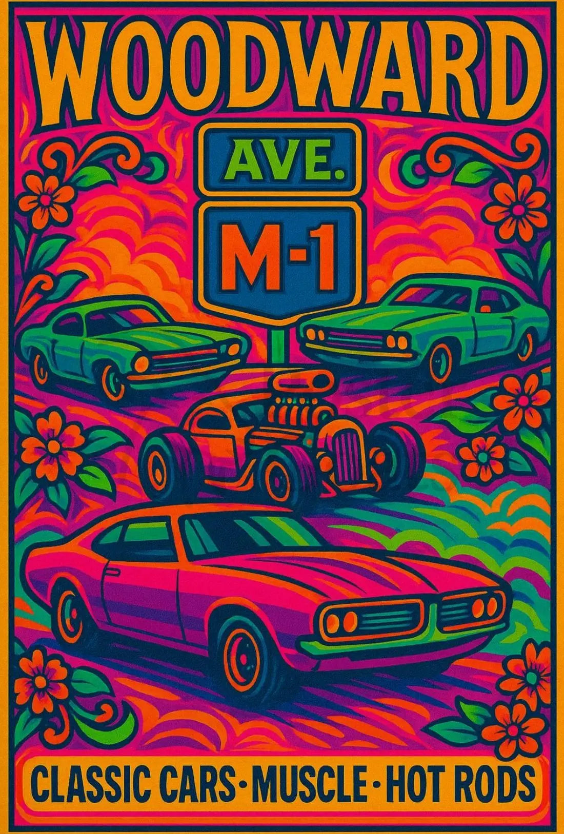 Woodward Classic Car Culture Pop Culture Poster PosterGoat