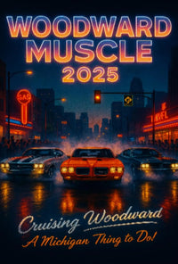 Woodward Muscle 2025 Retro-Futuristic Artistic Poster PosterGoat