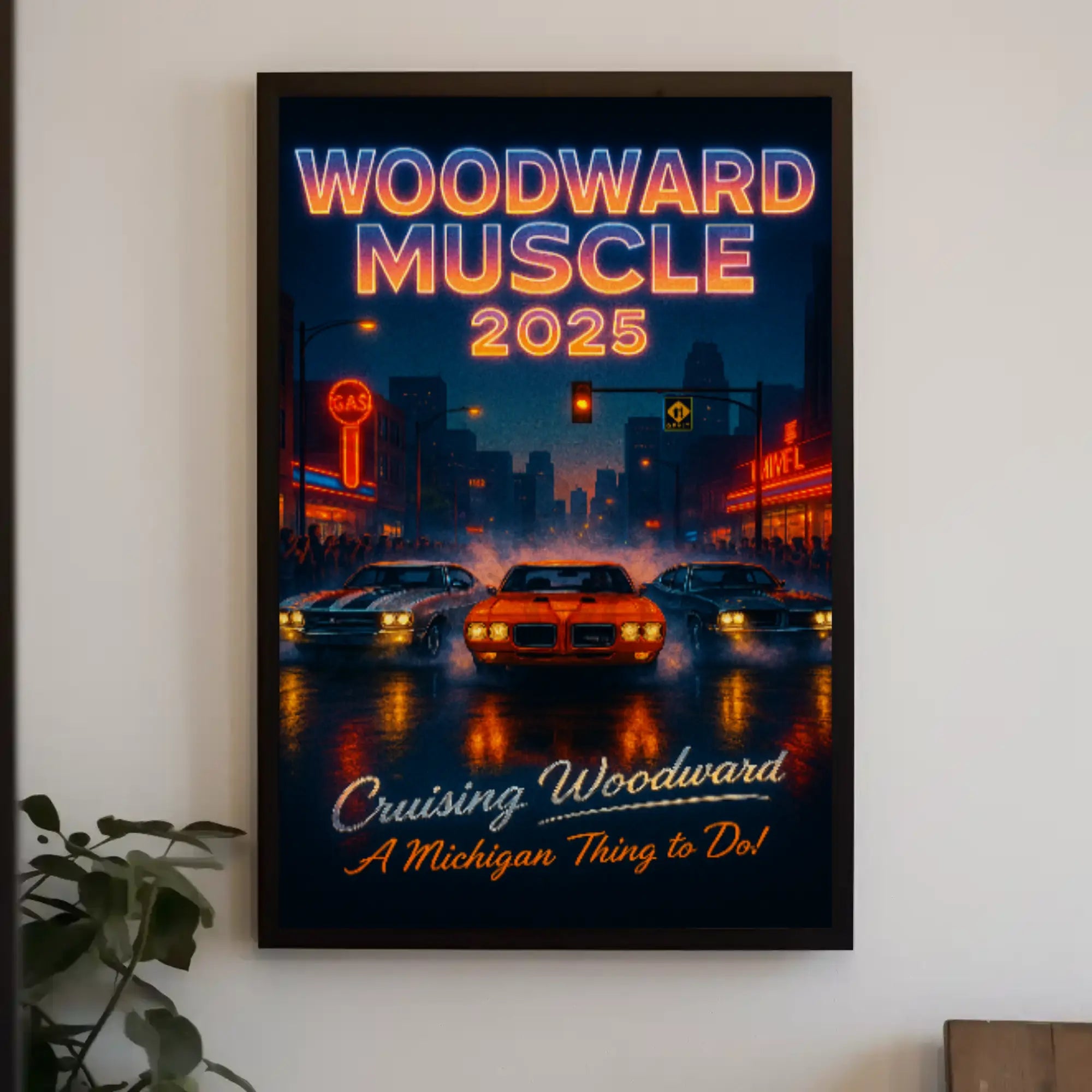 Woodward Muscle 2025 Retro-Futuristic Artistic Poster PosterGoat