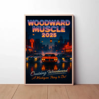 Woodward Muscle 2025 Retro-Futuristic Artistic Poster PosterGoat