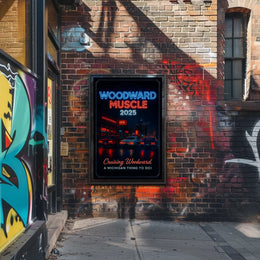 Woodward Muscle 2025: Nostalgic Car Cruise Pop Culture Poster PosterGoat