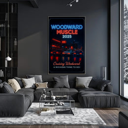 Woodward Muscle 2025: Nostalgic Car Cruise Pop Culture Poster PosterGoat