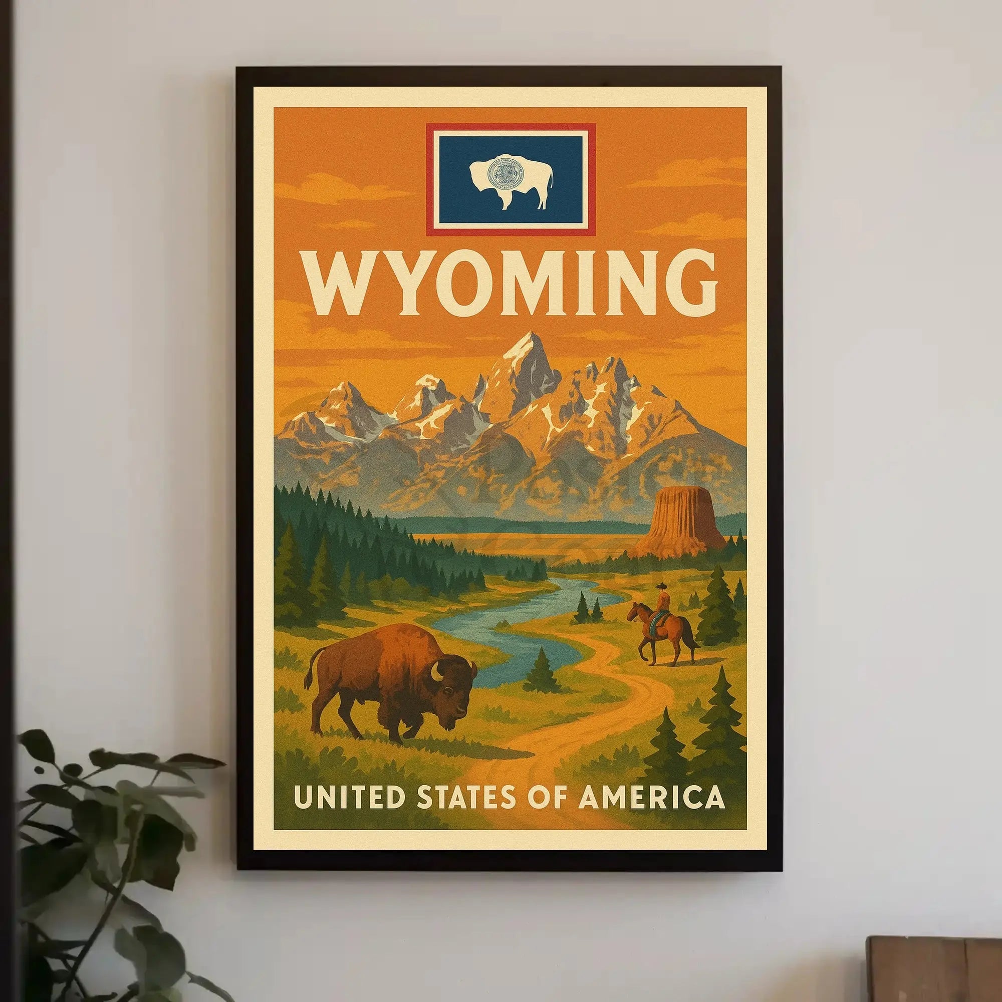Wyoming Adventure Vintage Travel Poster PosterGoat