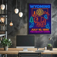 Wyoming Equality State Neon Art Heritage Poster PosterGoat
