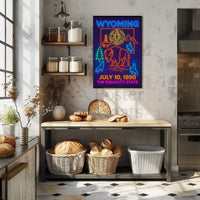 Wyoming Equality State Neon Art Heritage Poster PosterGoat