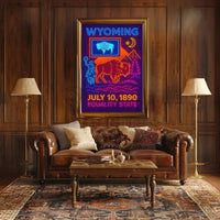 Wyoming Neon Heritage Celebration Cultural or Heritage Poster PosterGoat