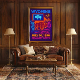 Wyoming Neon Heritage Celebration Cultural or Heritage Poster PosterGoat
