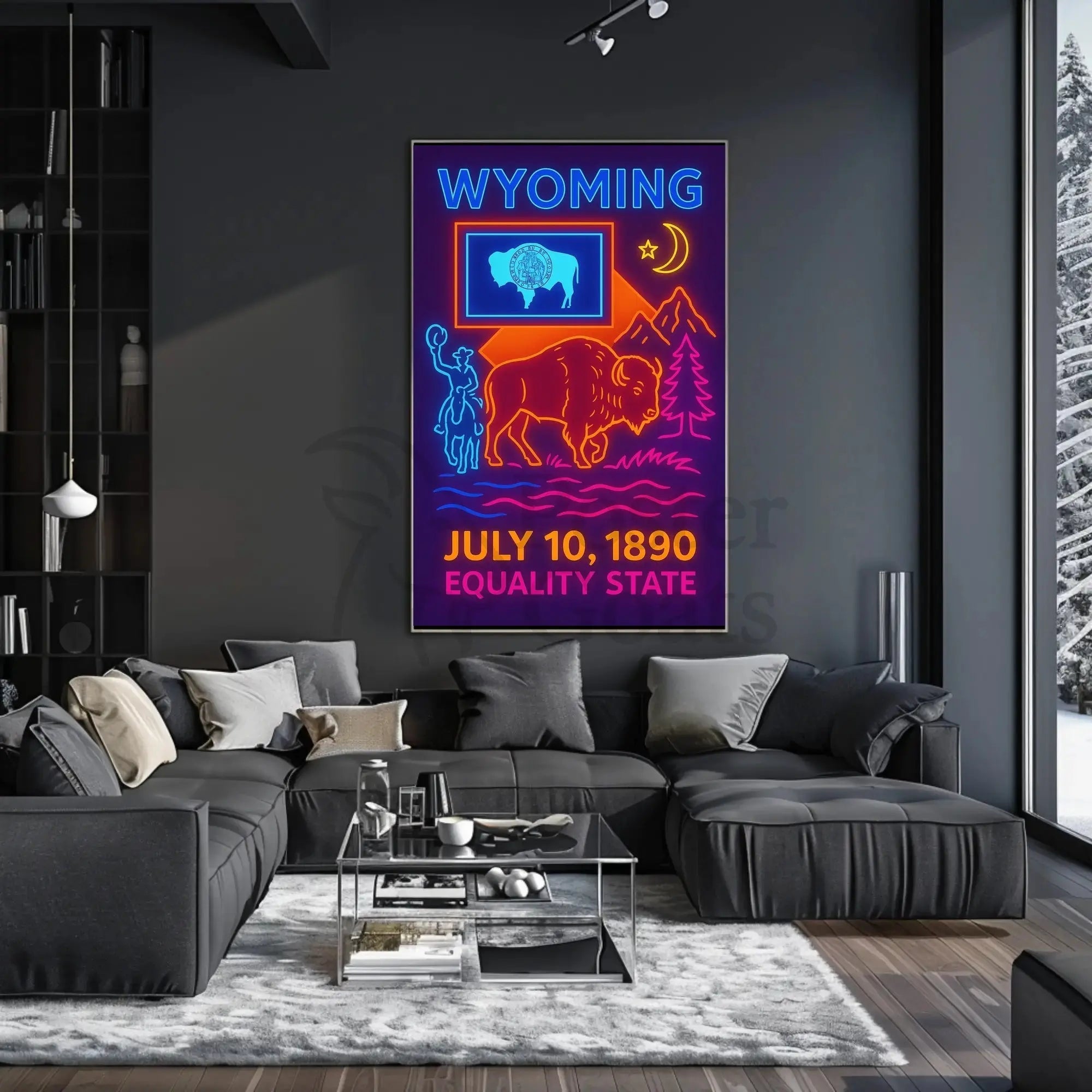 Wyoming Neon Heritage Celebration Cultural or Heritage Poster PosterGoat
