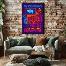 Wyoming Neon Heritage Celebration Cultural or Heritage Poster PosterGoat