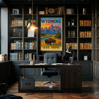 Wyoming's Majestic Teton Sunset Travel Poster PosterGoat