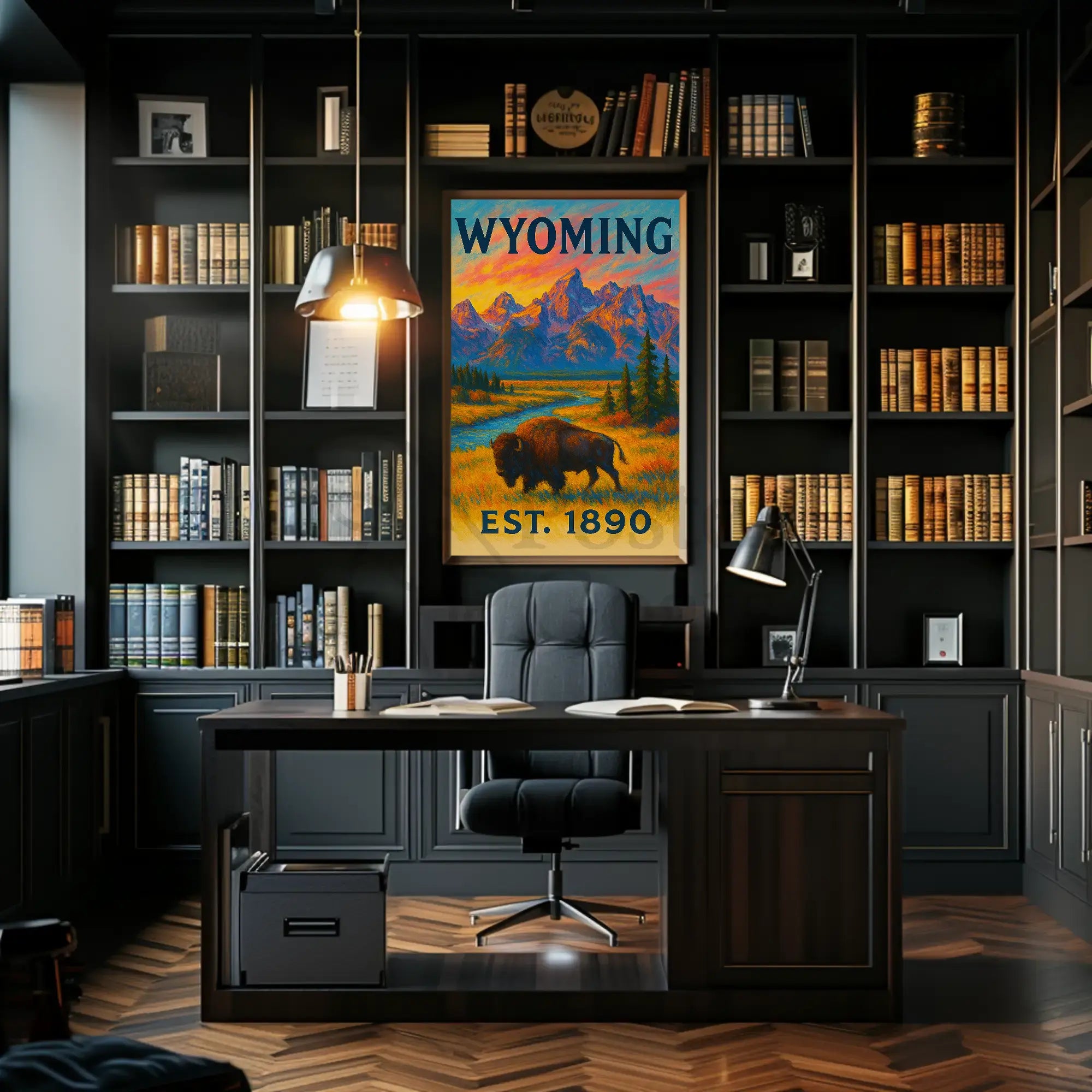 Wyoming's Majestic Teton Sunset Travel Poster PosterGoat