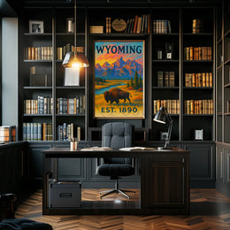 Wyoming's Majestic Teton Sunset Travel Poster PosterGoat