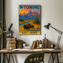 Wyoming's Majestic Teton Sunset Travel Poster PosterGoat