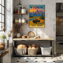 Wyoming's Majestic Teton Sunset Travel Poster PosterGoat