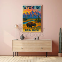 Wyoming's Majestic Teton Sunset Travel Poster PosterGoat