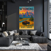 Wyoming's Majestic Teton Sunset Travel Poster PosterGoat