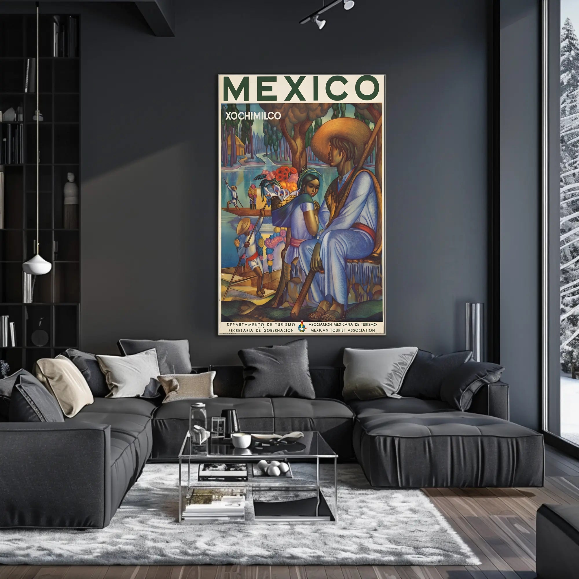 Xochimilco Cultural Heritage, Mexican Mural Travel Poster PosterGoat