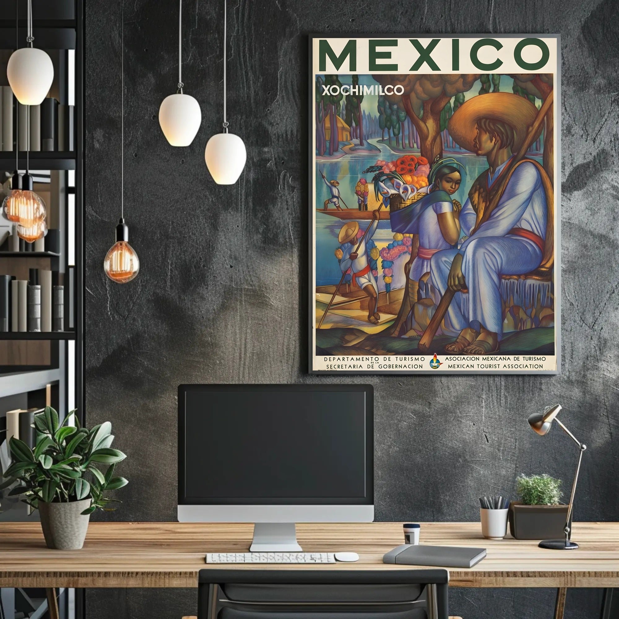 Xochimilco Cultural Heritage, Mexican Mural Travel Poster PosterGoat