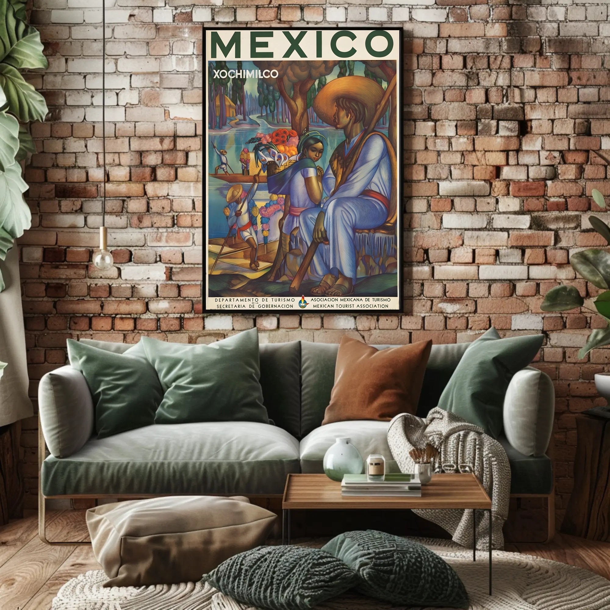 Xochimilco Cultural Heritage, Mexican Mural Travel Poster PosterGoat