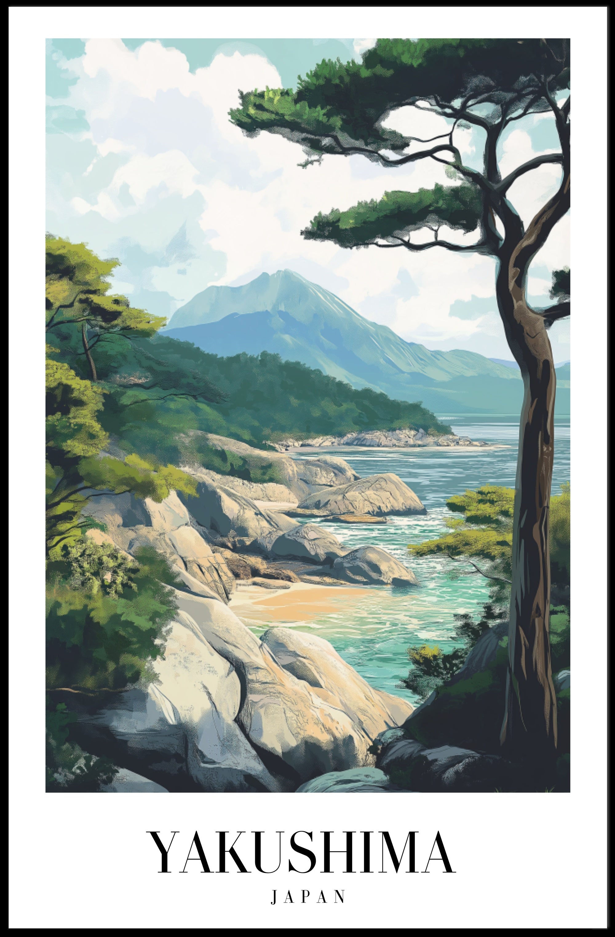 Yakushima Coastal Beauty Modern Travel Poster PosterGoat