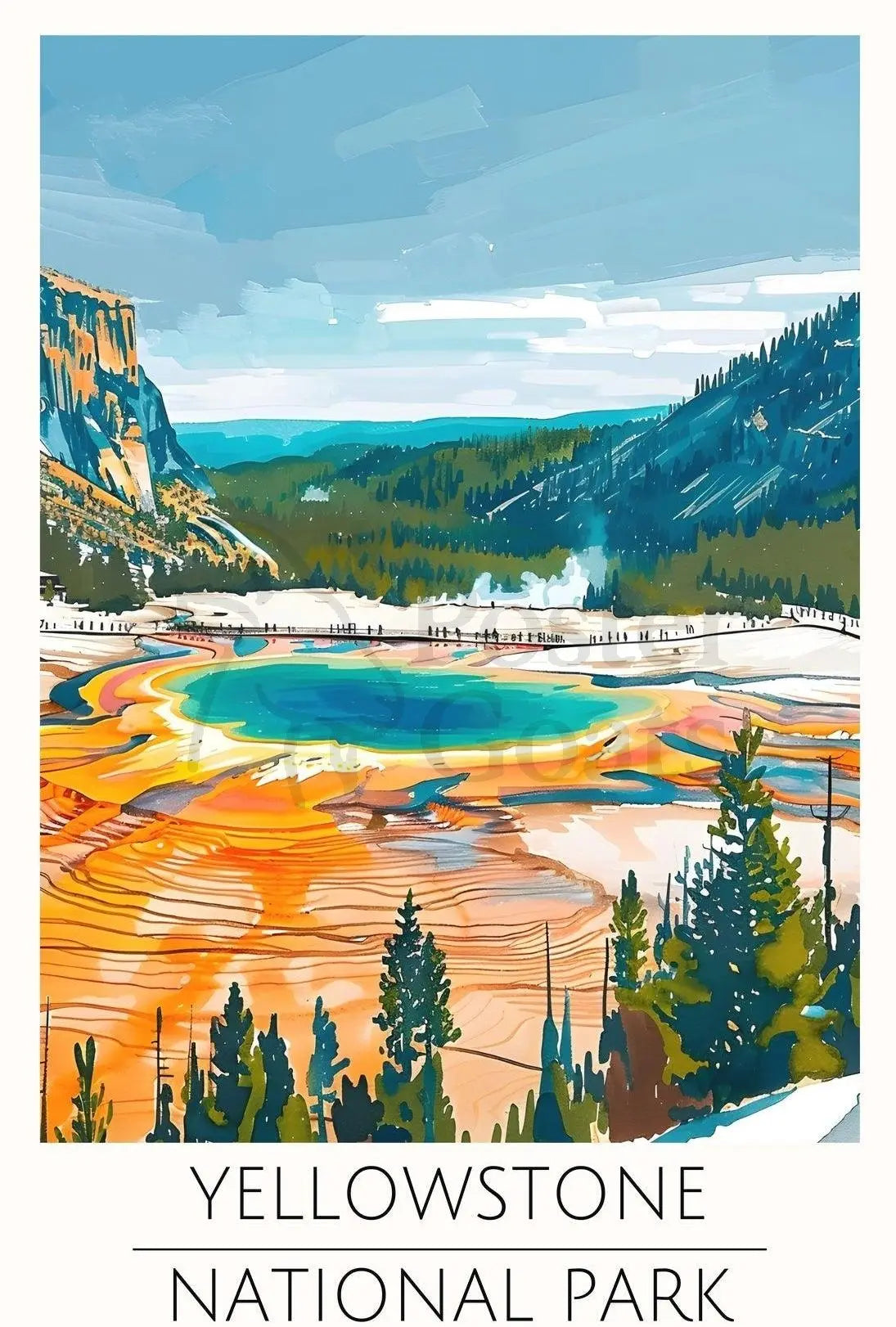 Yellowstone Grand Prismatic Spring National Park Poster PosterGoat