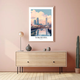 Yokohama Skyscrapers Waterfront Cityscape Urban or Cityscape Poster PosterGoat