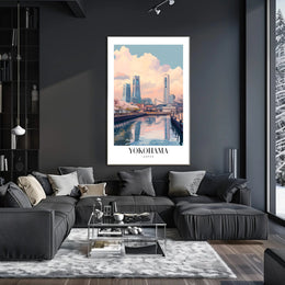Yokohama Skyscrapers Waterfront Cityscape Urban or Cityscape Poster PosterGoat