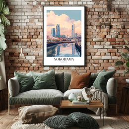 Yokohama Skyscrapers Waterfront Cityscape Urban or Cityscape Poster PosterGoat