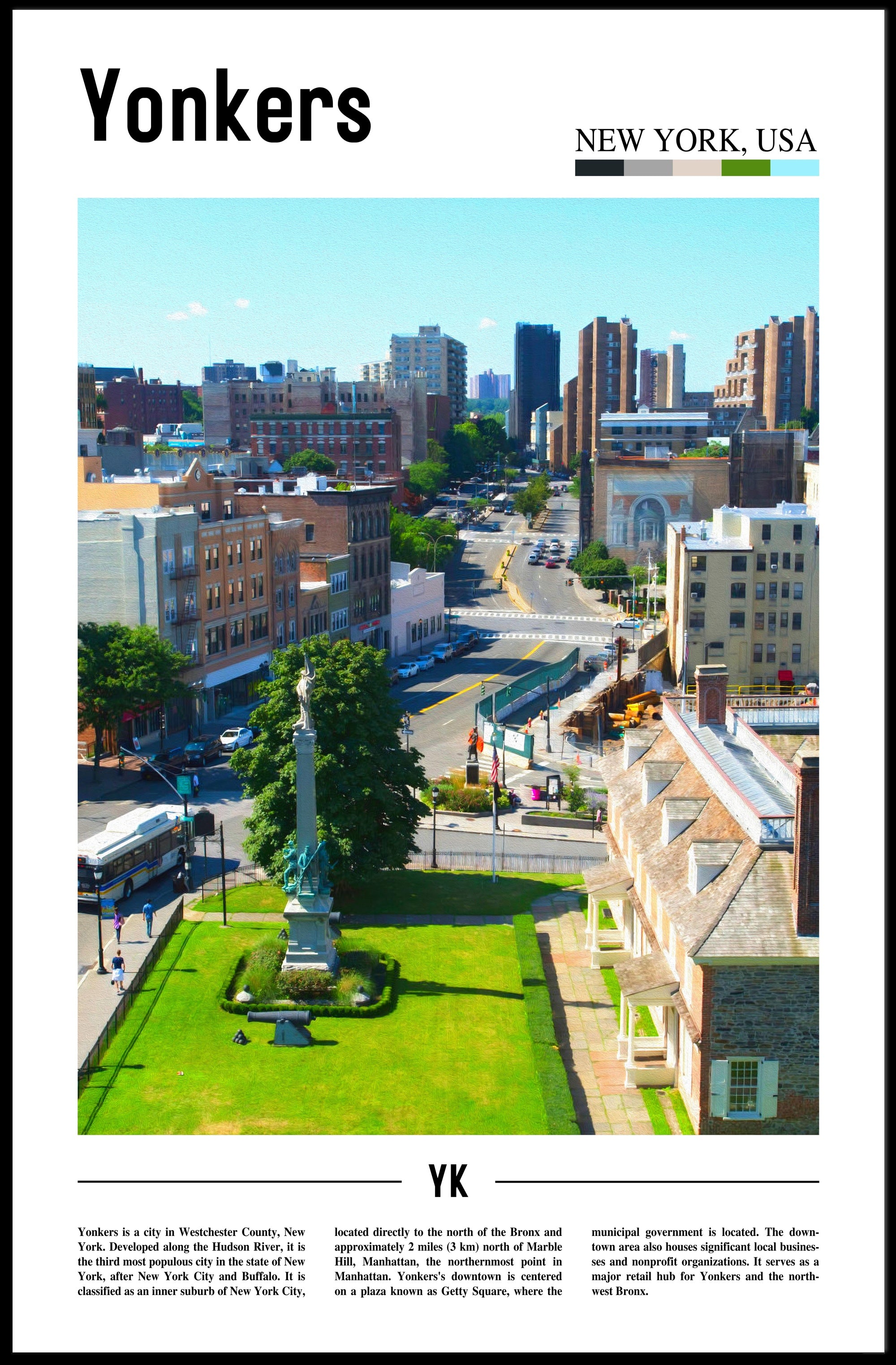 Yonkers Urban Cityscape Modern Travel Poster PosterGoat