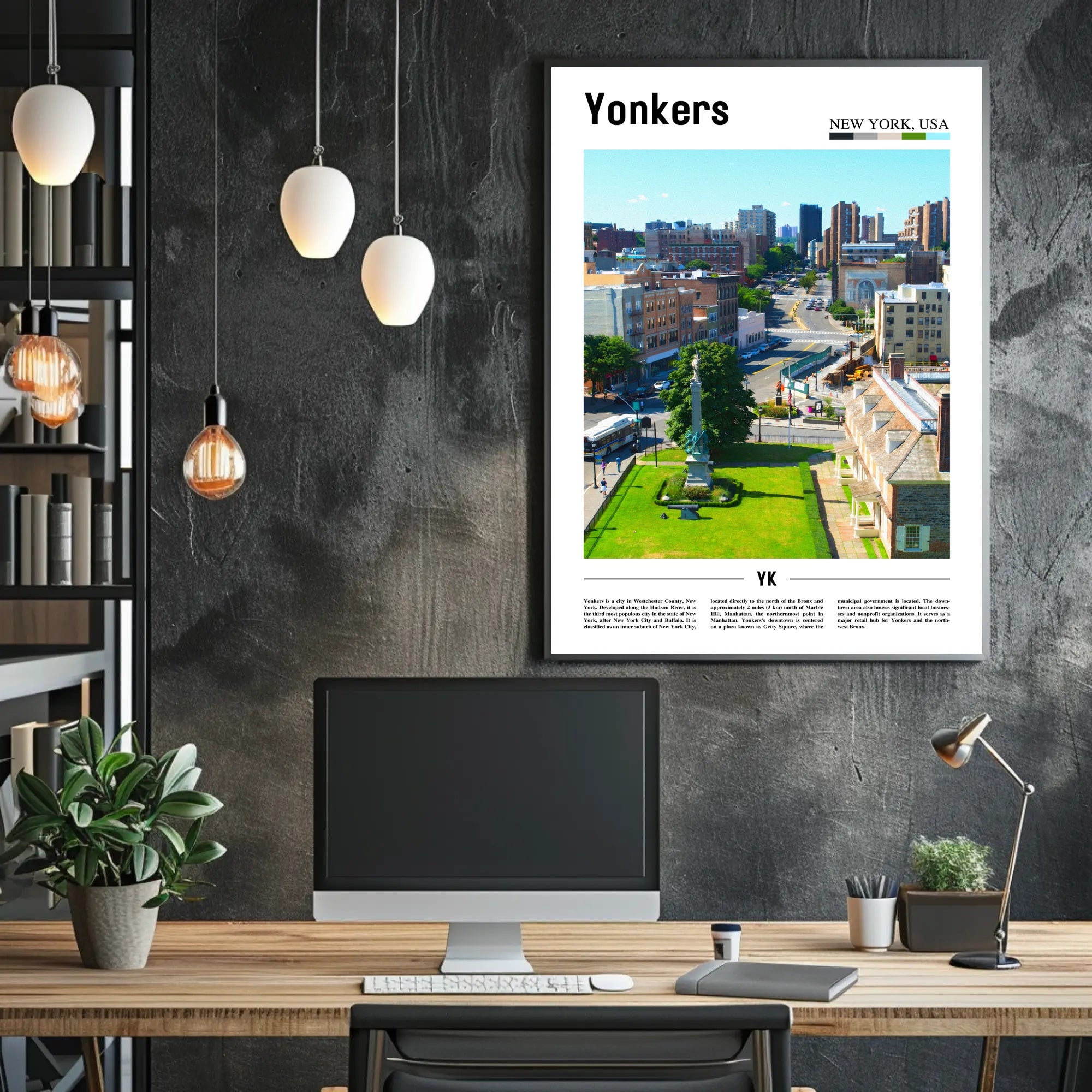 Yonkers Urban Cityscape Modern Travel Poster PosterGoat