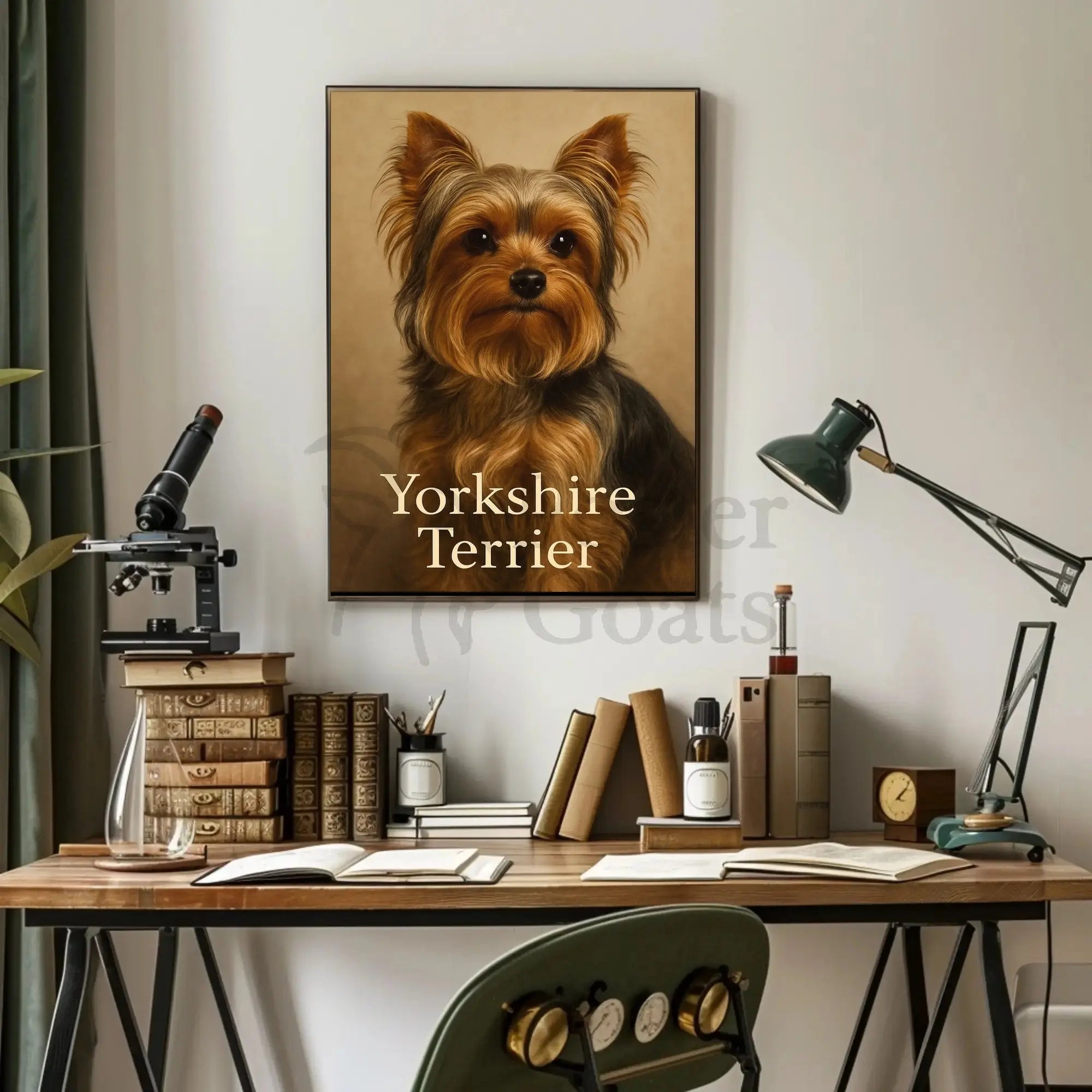 Yorkshire Terrier Elegance in Realistic Dog Breed Poster PosterGoat