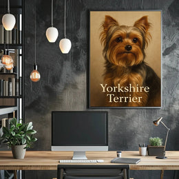 Yorkshire Terrier Elegance in Realistic Dog Breed Poster PosterGoat