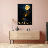 Yosemite Falls and Full Moon National Park Poster PosterGoat