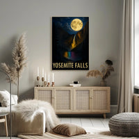 Yosemite Falls and Full Moon National Park Poster PosterGoat