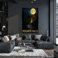Yosemite Falls and Full Moon National Park Poster PosterGoat