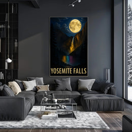 Yosemite Falls and Full Moon National Park Poster PosterGoat