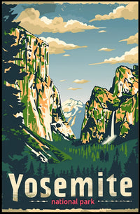 Yosemite National Park Retro Travel Adventure Poster PosterGoat