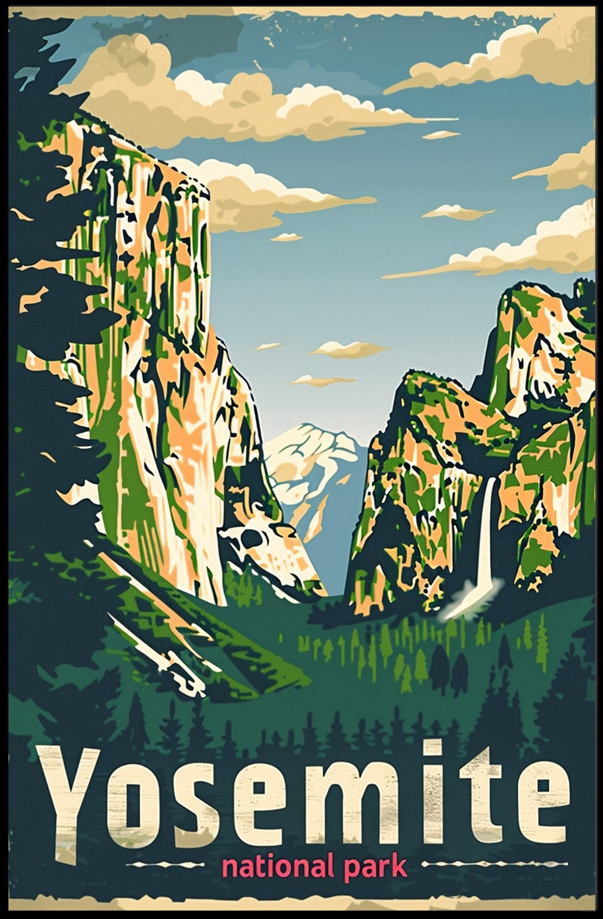 Yosemite National Park Retro Travel Adventure Poster PosterGoat