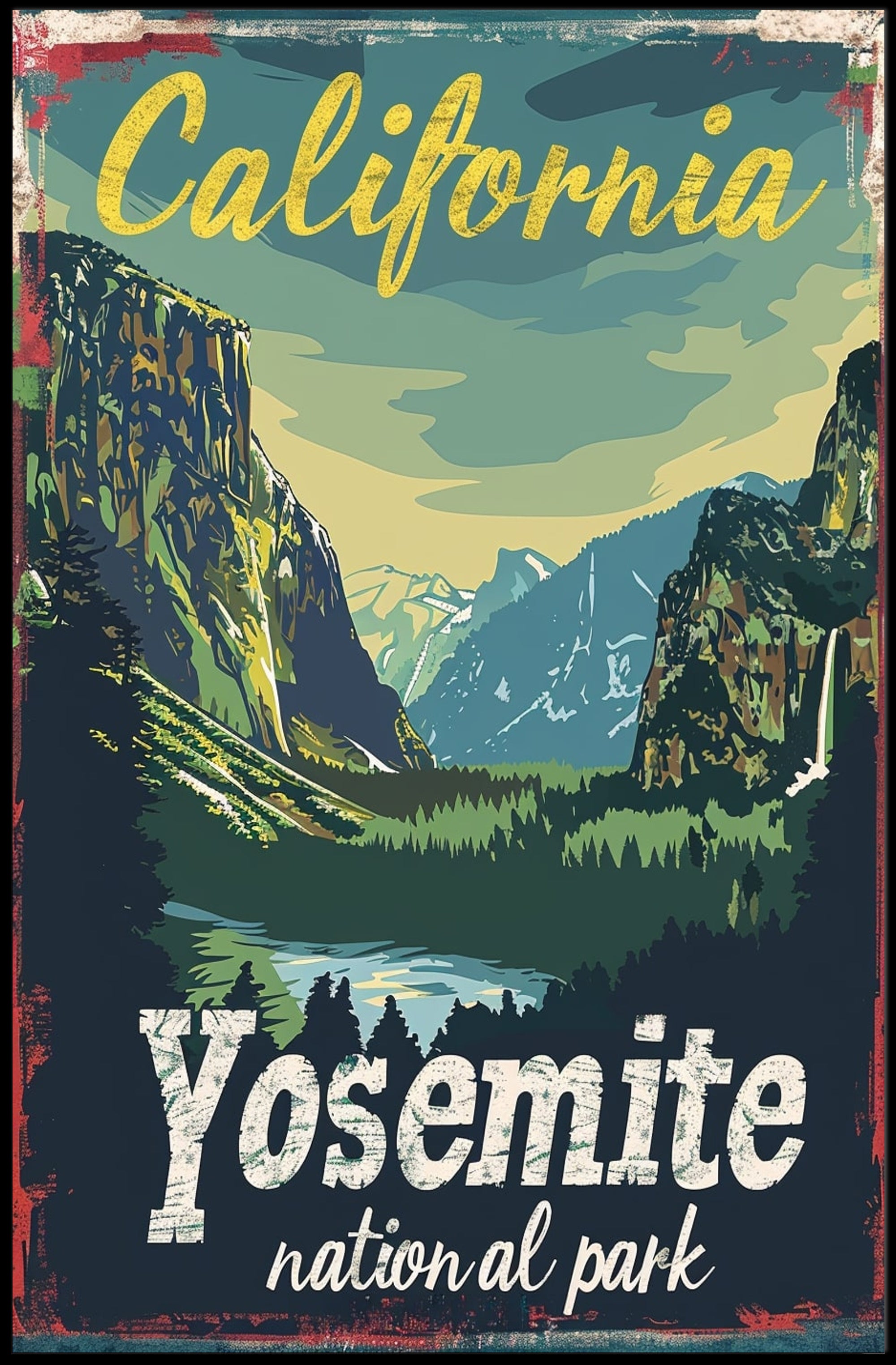 Yosemite National Park Vintage Adventure Travel Poster PosterGoat