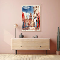 Zacatecas Guadalupe Colonial Watercolor Urban or Cityscape Poster PosterGoat