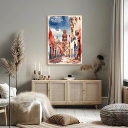 Zacatecas Guadalupe Colonial Watercolor Urban or Cityscape Poster PosterGoat