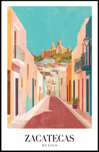 Zacatecas Mexico Scenic  Illustration Poster PosterGoat