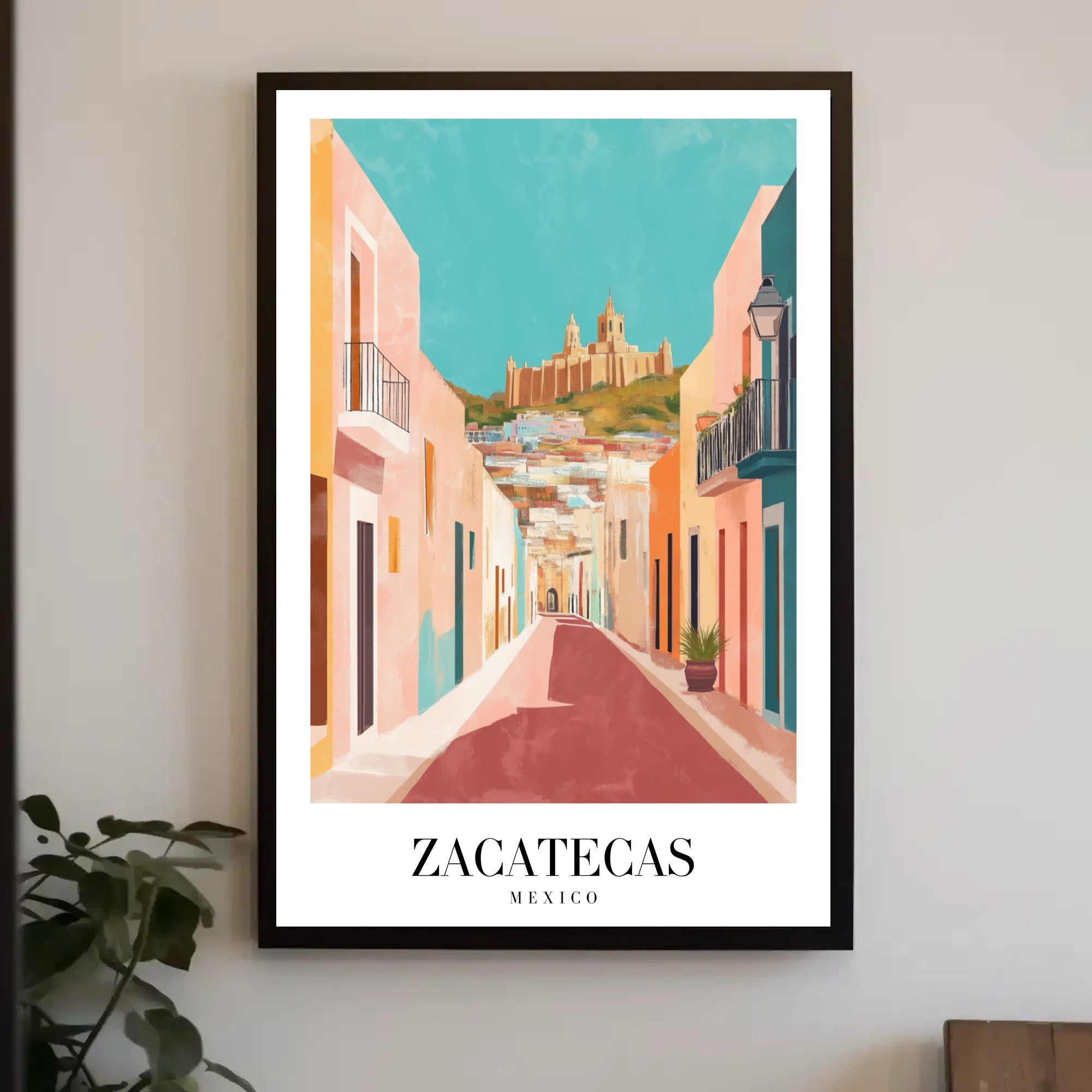 Zacatecas Mexico Scenic  Illustration Poster PosterGoat